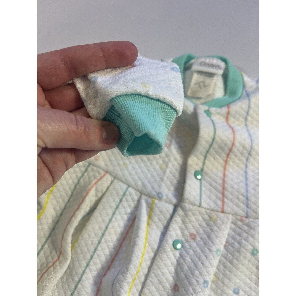 Vintage Carter’s Quilted Baby Sleeper One-Piece Pastel Stripe Footed - Picture 9 of 12